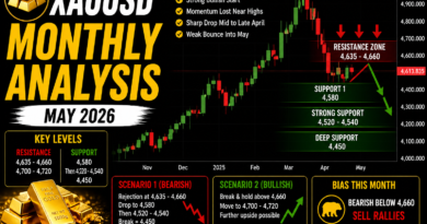 XAUUSD Monthly Analysis (May 2026) – After April Weakness, Will Gold Drop Again or Reverse?